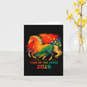 2026 Year Of The Horse Vibrant Zodiac Blossom Art  カード (黄色い花)