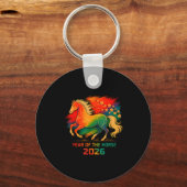 2026 Year Of The Horse Vibrant Zodiac Blossom Art  キーホルダー (正面)