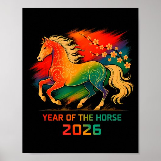 2026 Year Of The Horse Vibrant Zodiac Blossom Art  ポスター (正面)