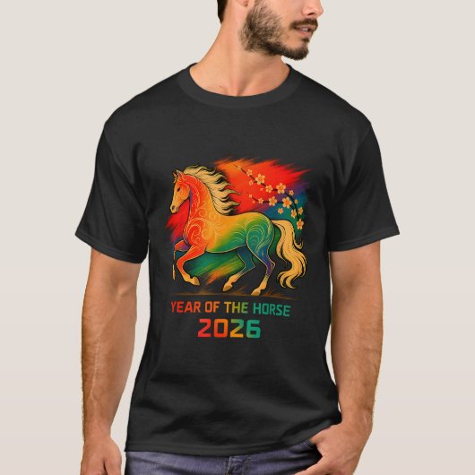 2026 Year Of The Horse Vibrant Zodiac Blossom Art  Tシャツ (正面)