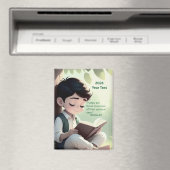 2026 Year Text Boy Reading マグネット (インサイチュ (食洗機))