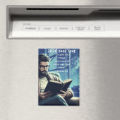 2026 Year Text Man Reading マグネット (インサイチュ (食洗機))