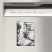 2026 Year Text Woman Reading マグネット (インサイチュ (食洗機))
