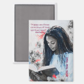 2026 Year Text Woman Reading マグネット (正面/裏面)