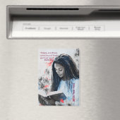 2026 Year Text Woman Reading マグネット (インサイチュ (食洗機))