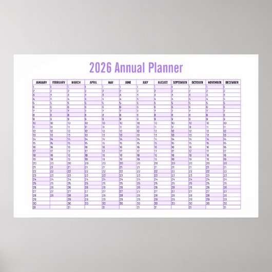 2026 Year-to-View Wall Planner Calendar  ポスター (正面)