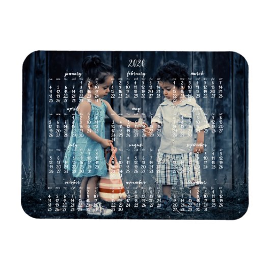 2026 Yearly Calendar Photo Magnet 3x4 マグネット (横)