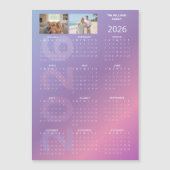2026 Yearly Calendar Pink Blue Personalised Photo (正面)
