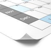 2026 Yearly Planner Horizontal Calendar ポスター (角)