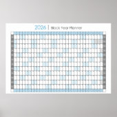 2026 Yearly Planner Horizontal Calendar ポスター (正面)