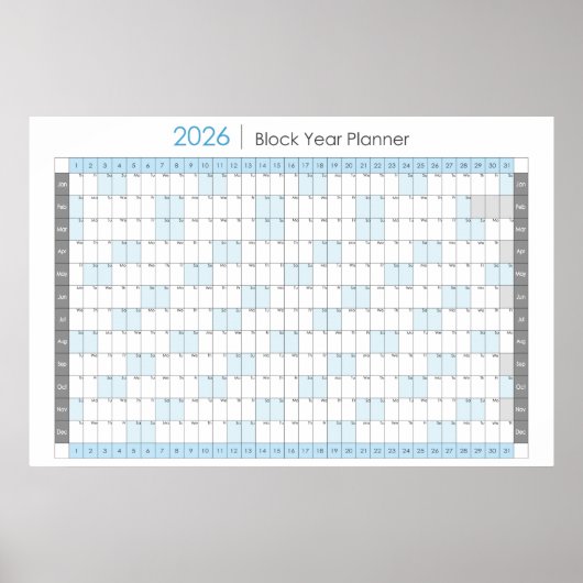 2026 Yearly Planner Horizontal Calendar ポスター (正面)