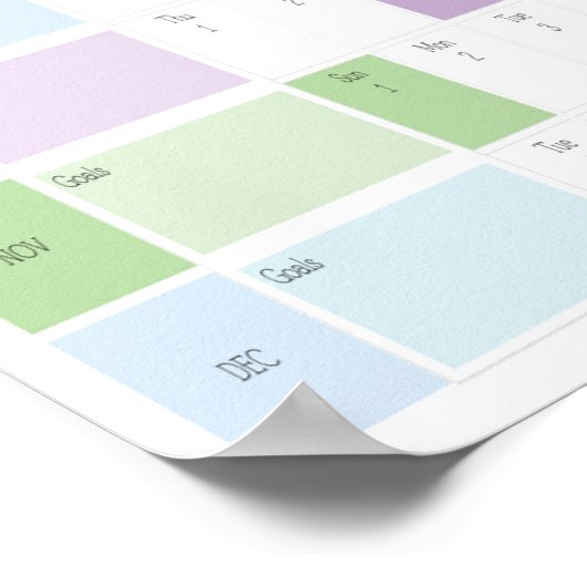 2026 Yearly Planner Printable | Pastel Wall Calend ポスター (角)