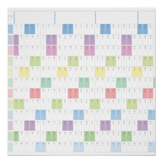 2026 Yearly Planner Printable | Pastel Wall Calend ポスター (正面)