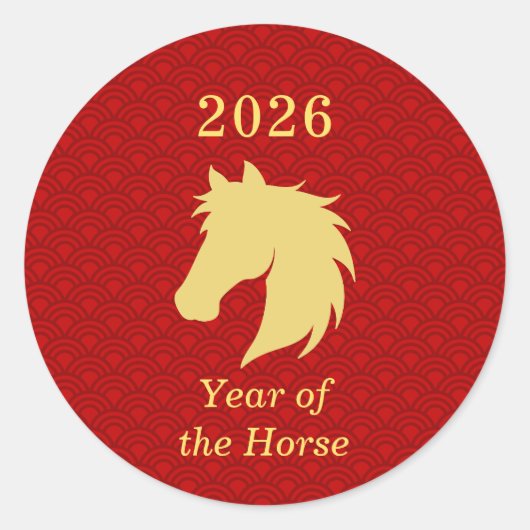 2026 Zodiac Chinese New year of the Horse ラウンドシール (正面)