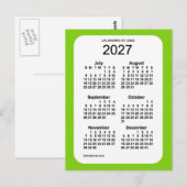 2027イエローグリーン6ヶ月ミニカレンダーby Janz ポストカード (正面/裏面)