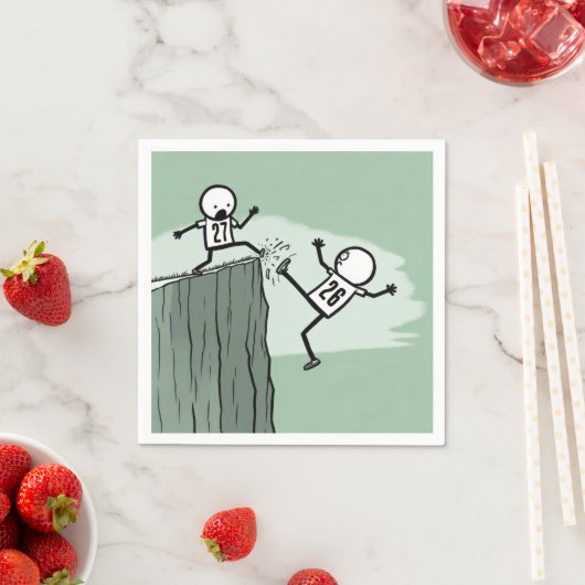 2027年のお正月のスティックスフィギュア・ユーモア スタンダードカクテルナプキン (インサイチュ)