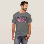 2027年のクラスは私と一緒に成長Bacのハンドプリント宇宙 Tシャツ (正面フル)