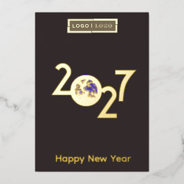 2027年の地球 - プロフェッショナル新年カード 箔招待状