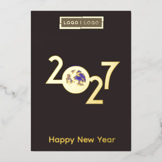 2027年の地球 - プロフェッショナル新年カード 箔招待状