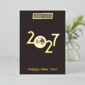 2027年の地球 - プロフェッショナル新年カード 箔招待状 (立ち正面)