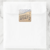 2027年の新しい年のビーチの足跡 スクエアシール (バッグ)