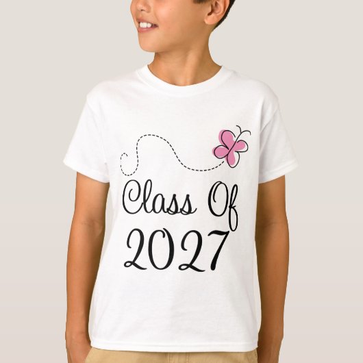 2027年の蝶のかわいいクラス Tシャツ (正面)