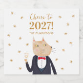 2027年を迎えるネコの乾杯 パーソナライズド スパークリングワインラベル (シングルラベル)