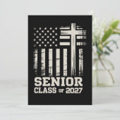 2027年アメリカ合衆国旗クロス キリスト教上級卒業生 案内状 (スタンド正面)
