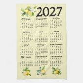 2027年イタリアスタイル レモン イエロー カレンダー キッチンタオル (縦)
