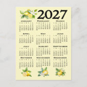 2027年イタリアスタイル レモン イエロー カレンダー ポストカード (正面)