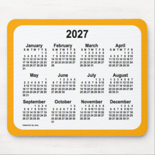 2027年オレンジカレンダー白色(Janz Two Tone) マウスパッド