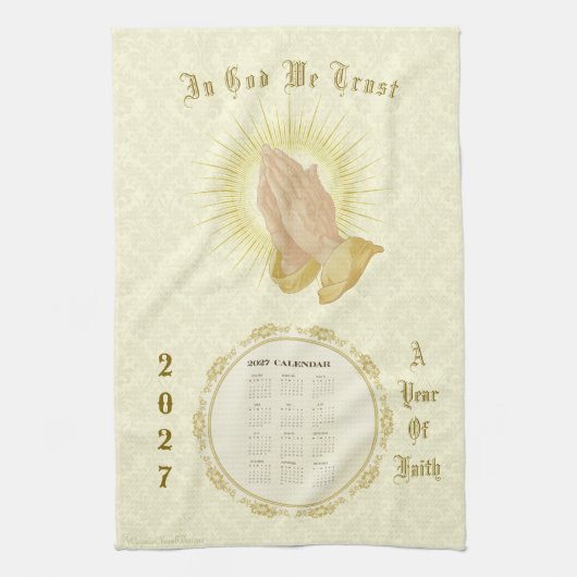 2027年カレンダータオル In God We Trust キッチンタオル (縦)