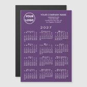 2027年カレンダービジネスロゴテキストパープルマグネット (正面/裏面)