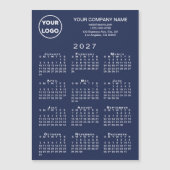 2027年カレンダービジネスロゴ テキストネイビーマグネットカード (正面)