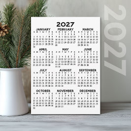 2027年カレンダーベーシック ブラック ホワイト カード