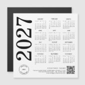 2027年カレンダーロゴQRコード 白黒ビジネス (正面/裏面)