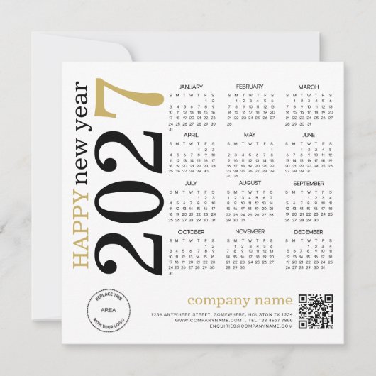 2027年カレンダーロゴQRコード 謹賀新年 シーズンカード (正面)