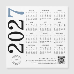 2027年カレンダーロゴQRコード 青黒ビジネス