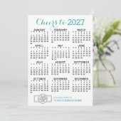 2027年カレンダー付きビジネスロゴ入りホリデーカード シーズンカード (スタンド正面)