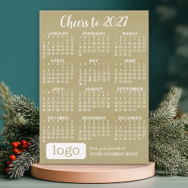 2027年カレンダー付きビジネスロゴ入りホリデーカード シーズンカード