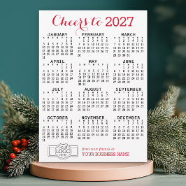 2027年カレンダー付きビジネスロゴ入りホリデーカード シーズンカード