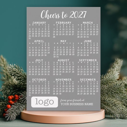 2027年カレンダー付きビジネス ロゴ入り ホリデーカード