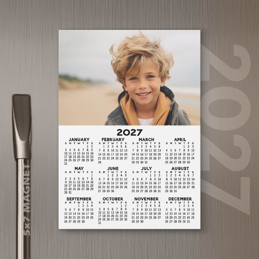 2027年カレンダー付きフォト - 年間ビュー マグネットカード