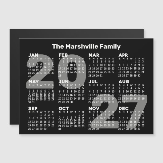 2027年カレンダー付きマグネットカード(余白あり) (正面/裏面)