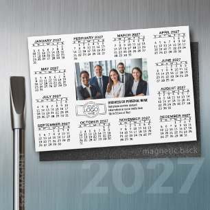 2027年カレンダー付きロゴ連絡先情報マグネット