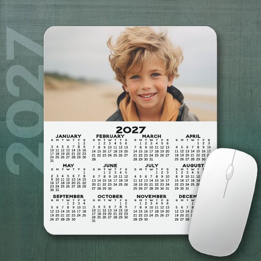 2027年カレンダー付き写真 - 年間縦ビュー マウスパッド