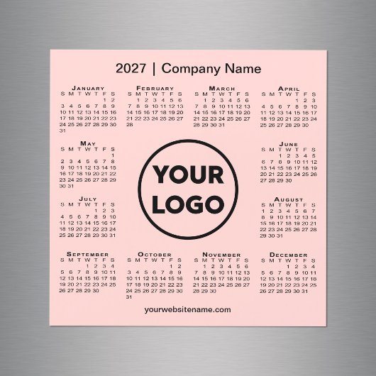 2027年カレンダー会社ロゴ コーラルピンク マグネット