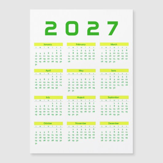 2027年カレンダー (正面)