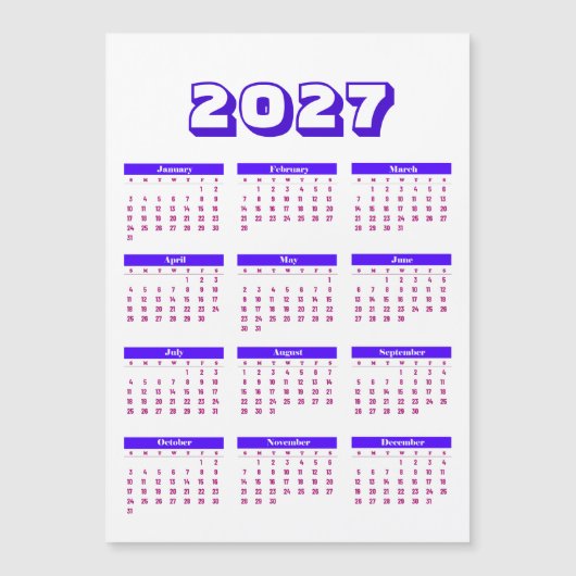 2027年カレンダー (正面)