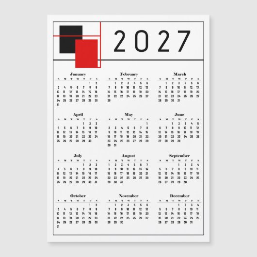 2027年カレンダー (正面)